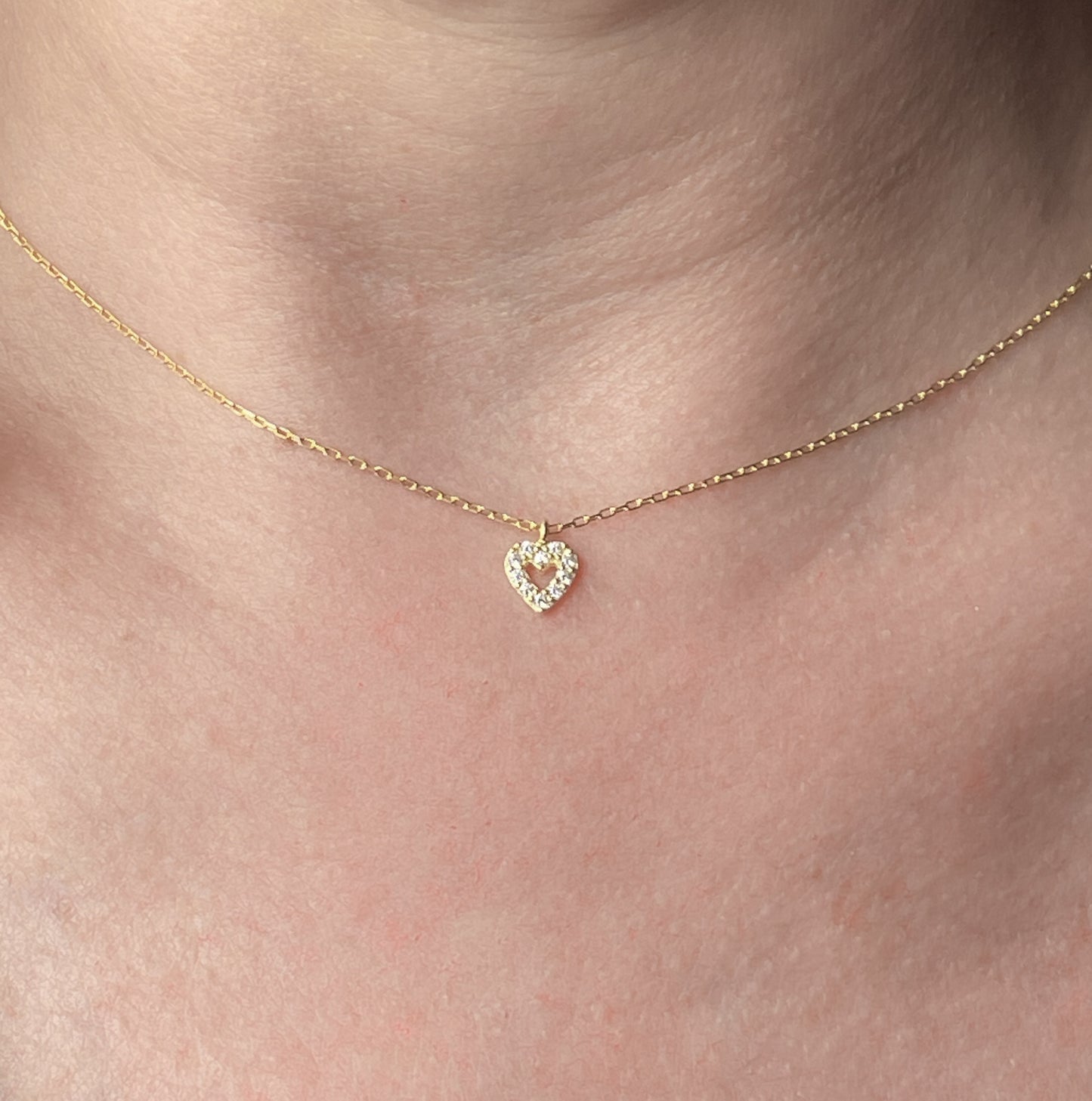 Gold Tone Heart Mini Heart Necklace