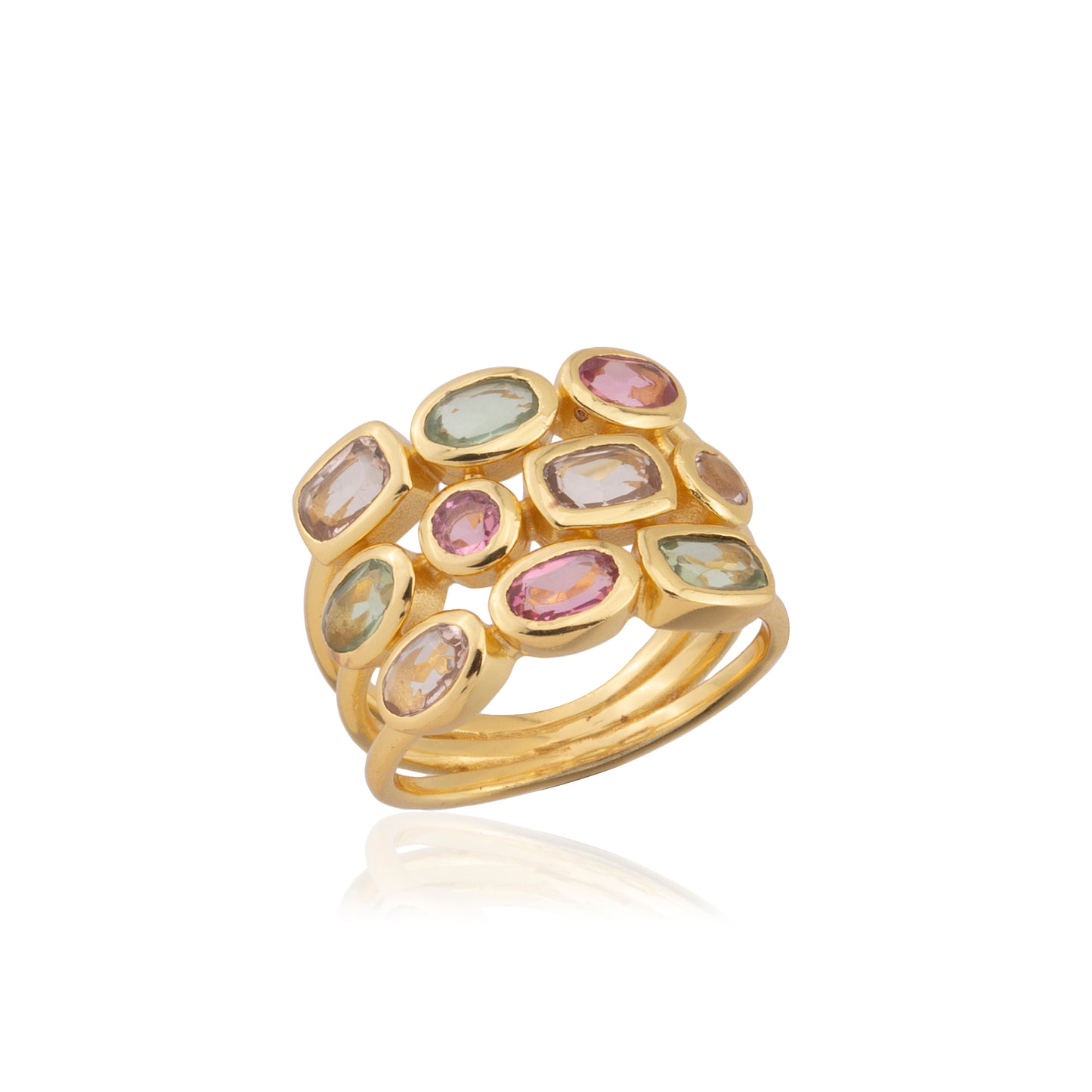 Elegant Trio Gemstone Ring