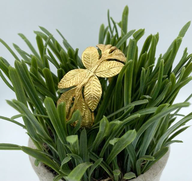 Gold Plated Brass Laurel Leaf Cuff