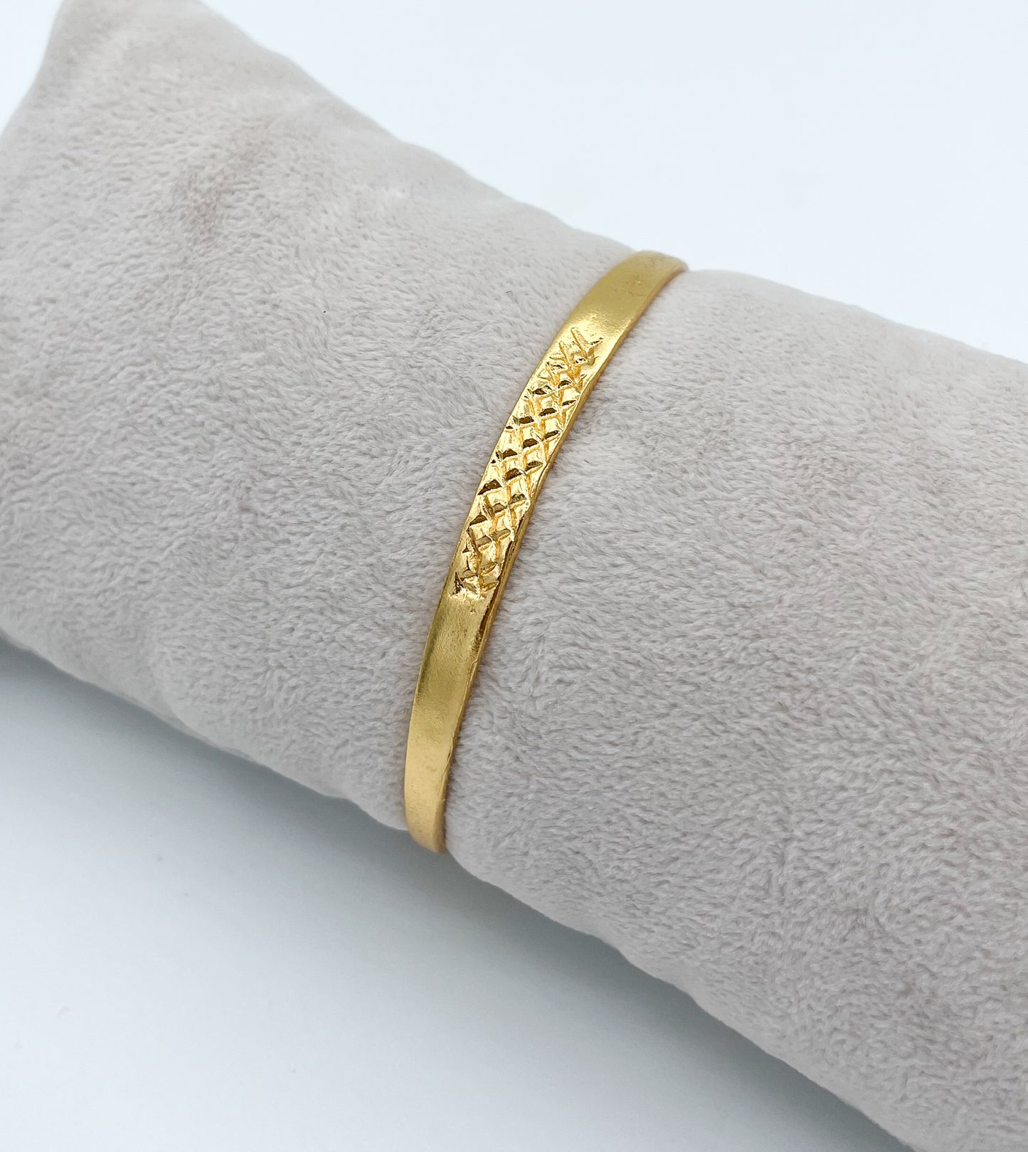Handmade gold plated engraved cuff