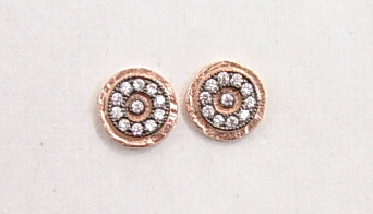 Fancy cubic zirconia two-tone stud in rose gold plate
