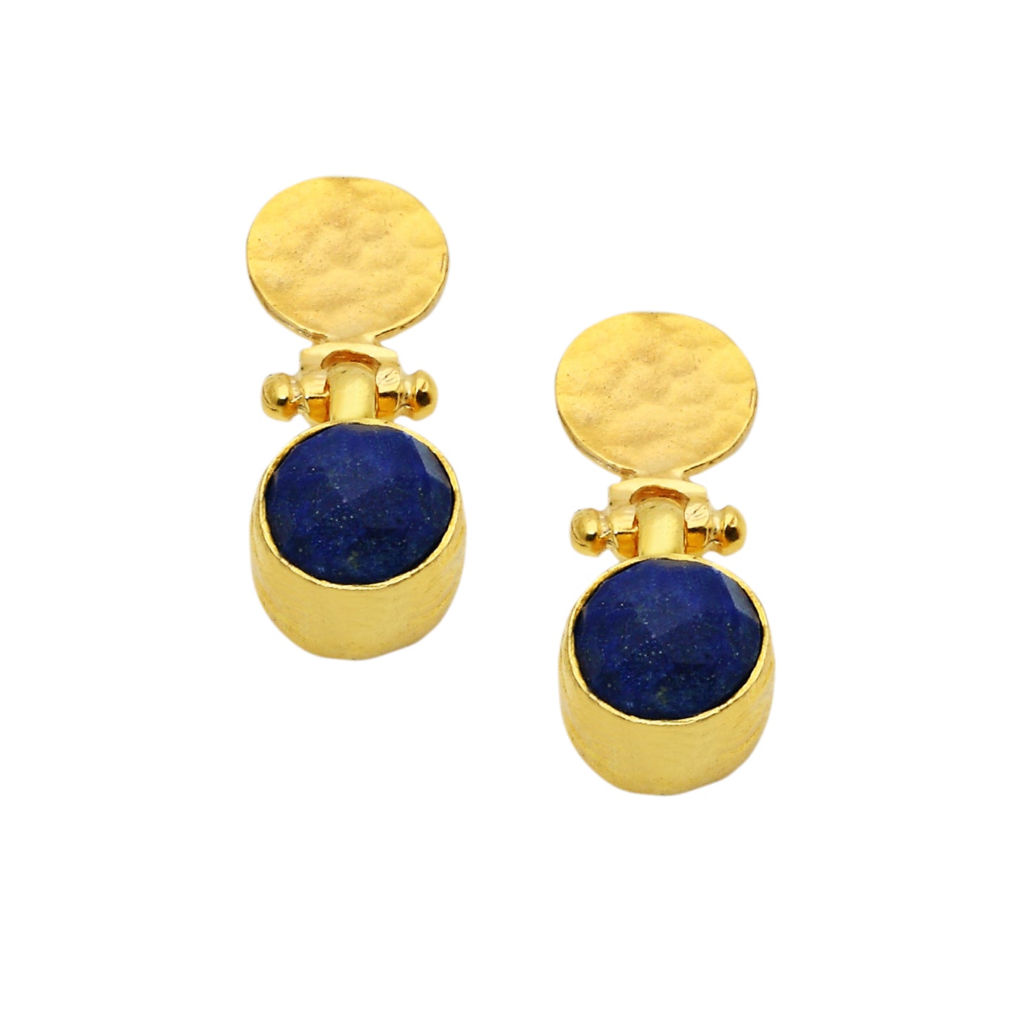 Lapis Earrings with Hammered Post