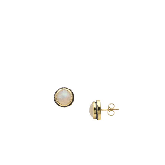 Two-tone Rainbow moonstone stud earring