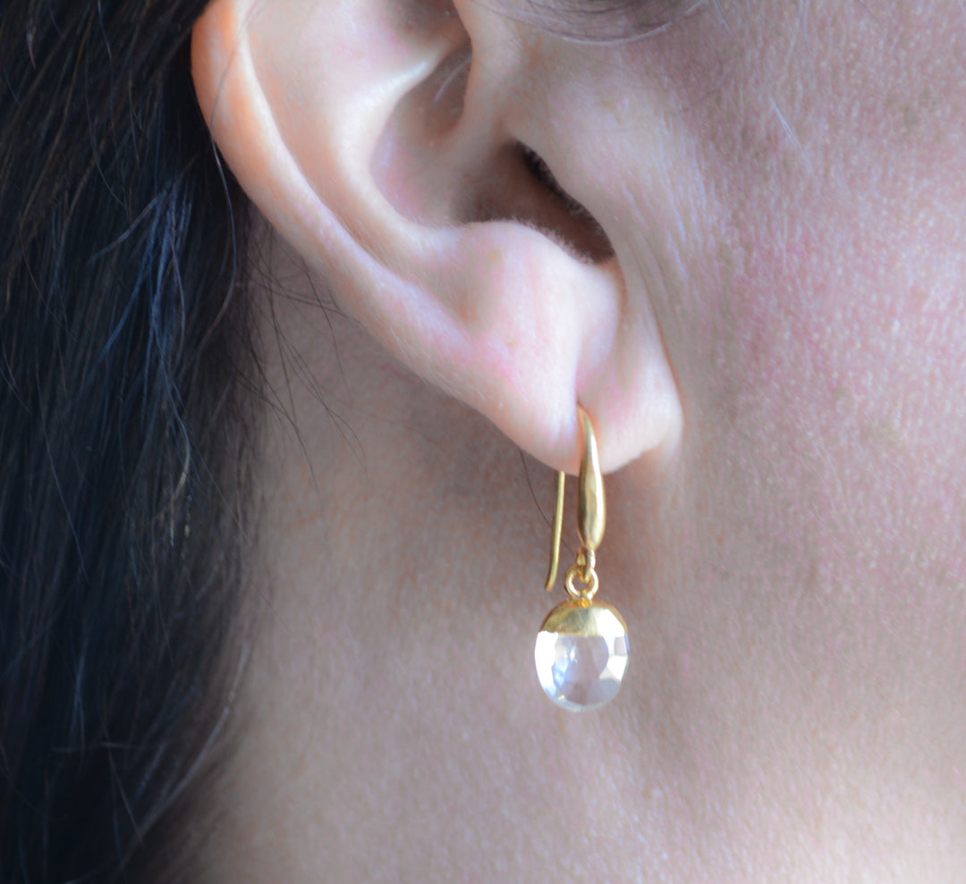 Faceted Crystal Quartz Drop Earrings