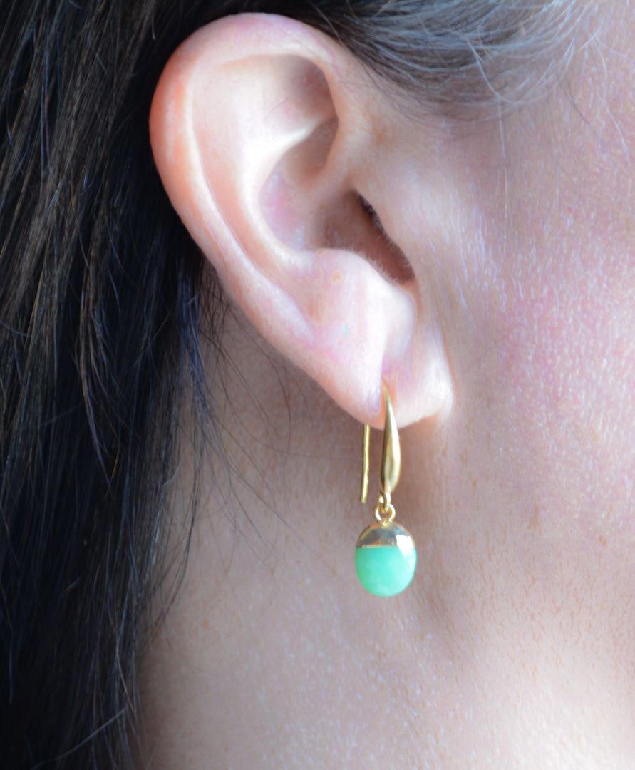 Faceted chrysoprase earrings