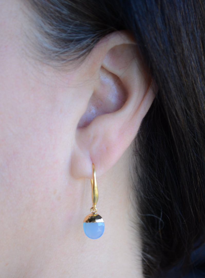 Faceted blue chalcedony drop earrings