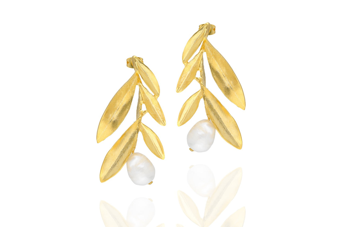 Vine Earrings With Baroque Pearl