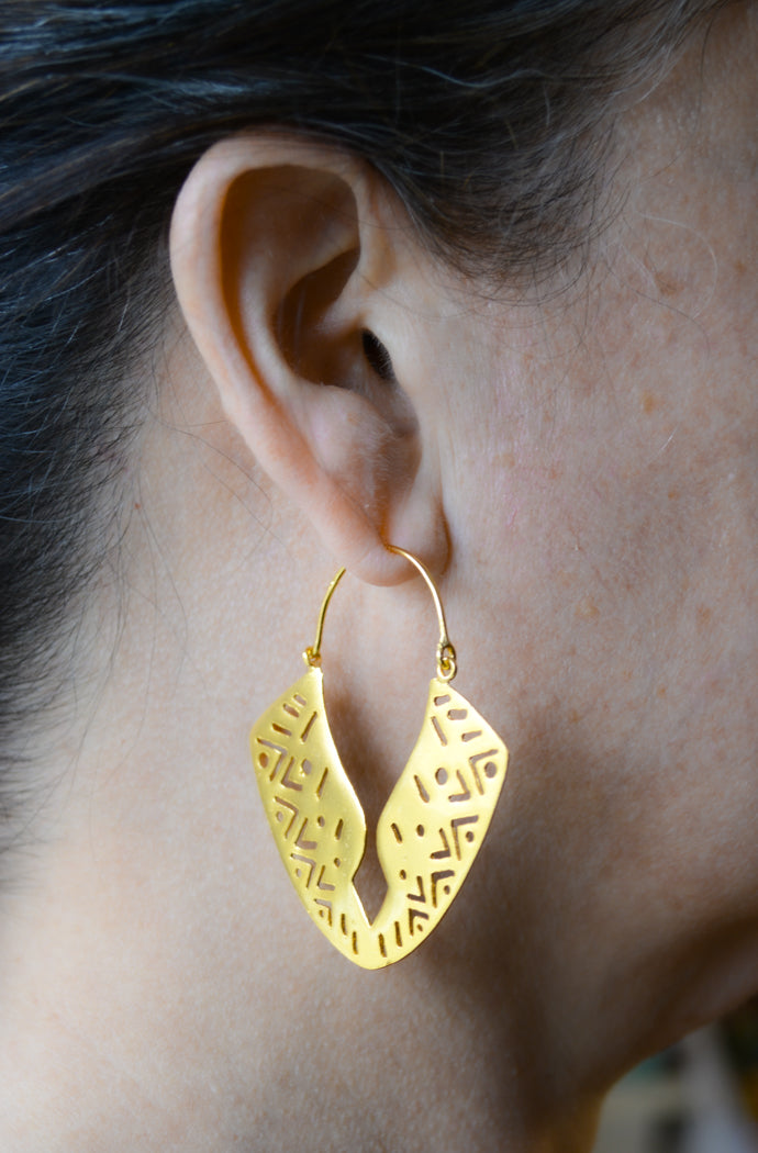 Gold Plated Cut Out Hoop Earrings