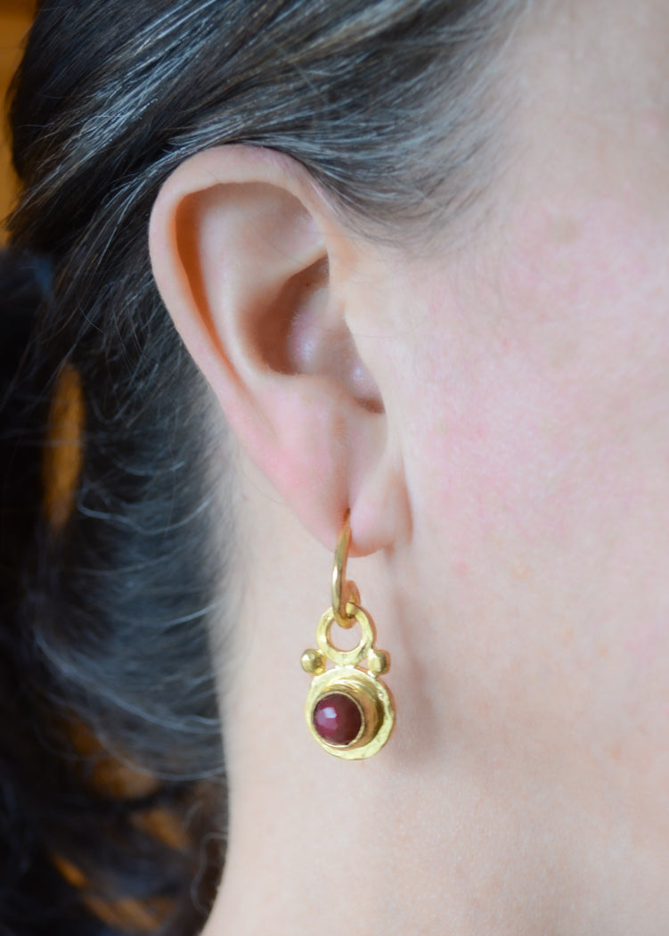 Ruby quartz "door knocker" earrings