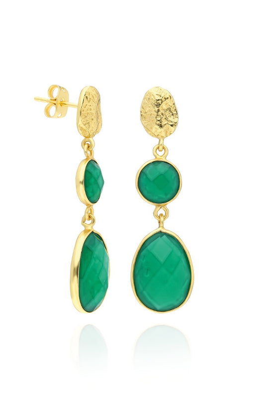 Green Onyx Double Drop Earrings
