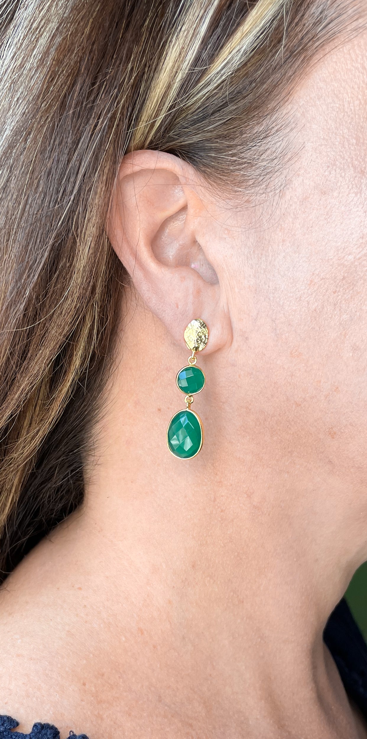 Green Onyx Double Drop Earrings