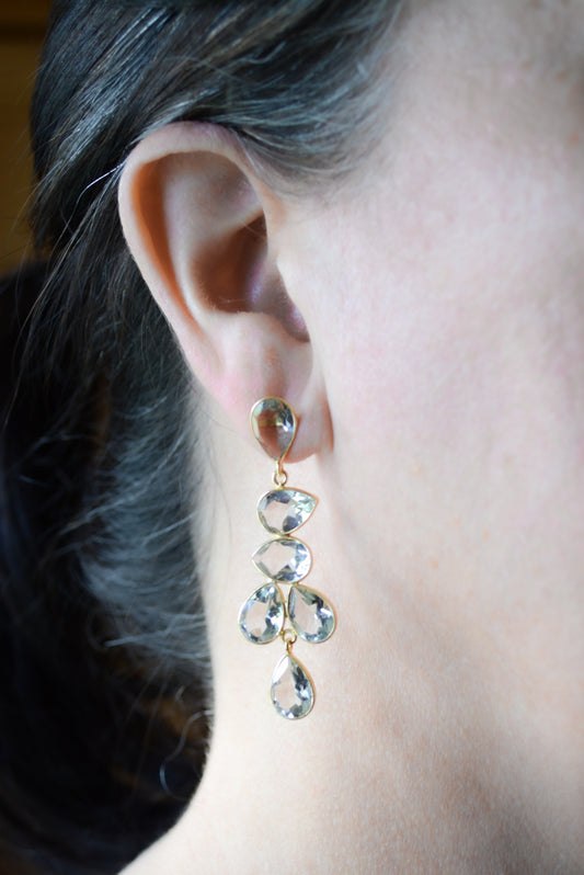 Green Amethyst multi drop earrings