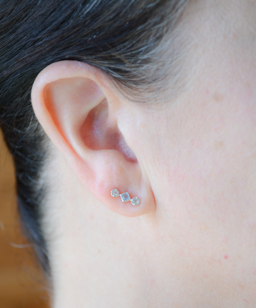 Three-stone Semi Precious Stud Earring
