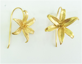 Gold plated brass flower earrings