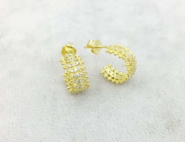 Gold plated cubic zirconia hoops with post