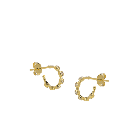 Tiny gold hoops with cubic zirconia