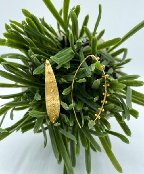 Gold plated Brass Beaded Leaf earring