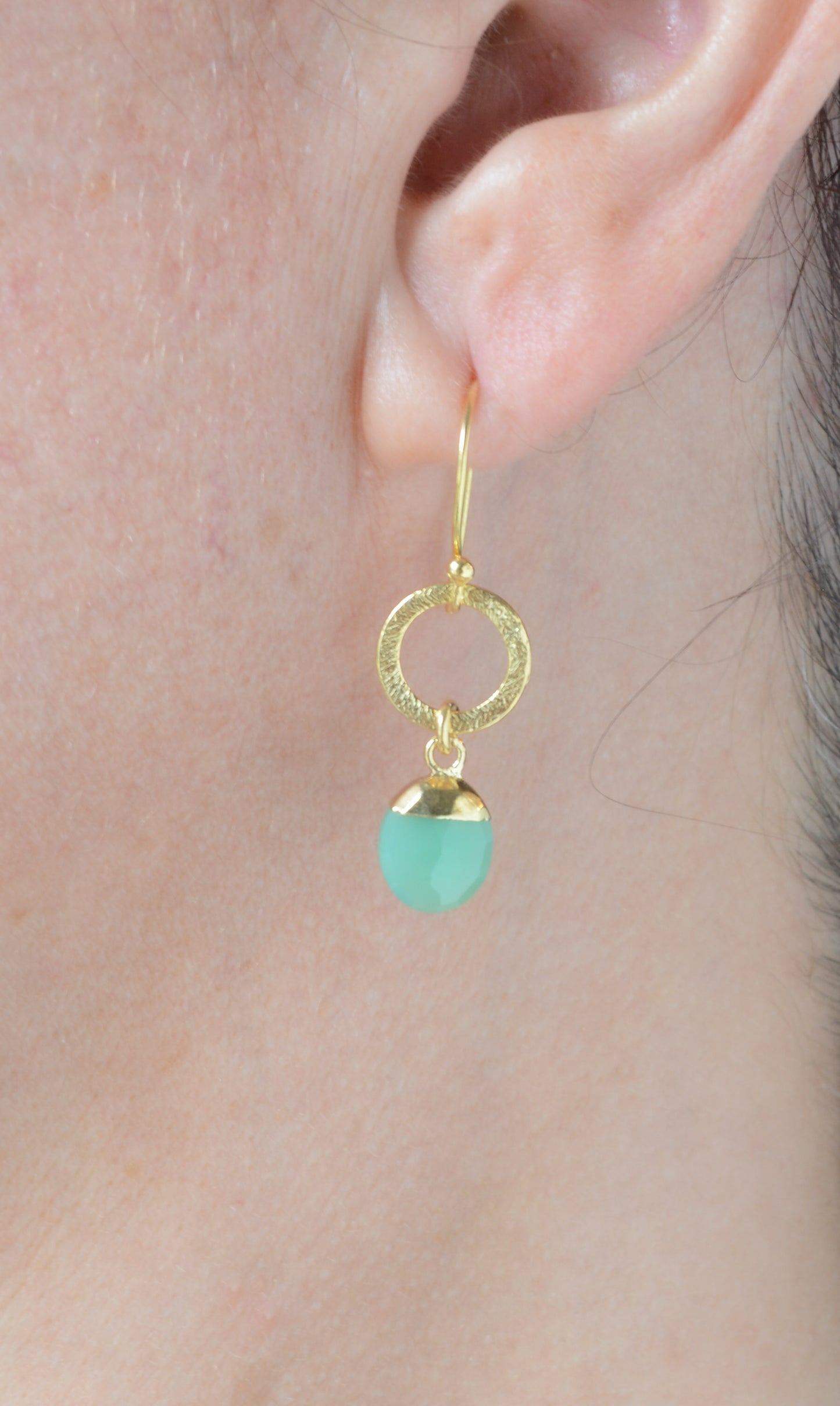 Faceted Chrysoprase ring drop earrings