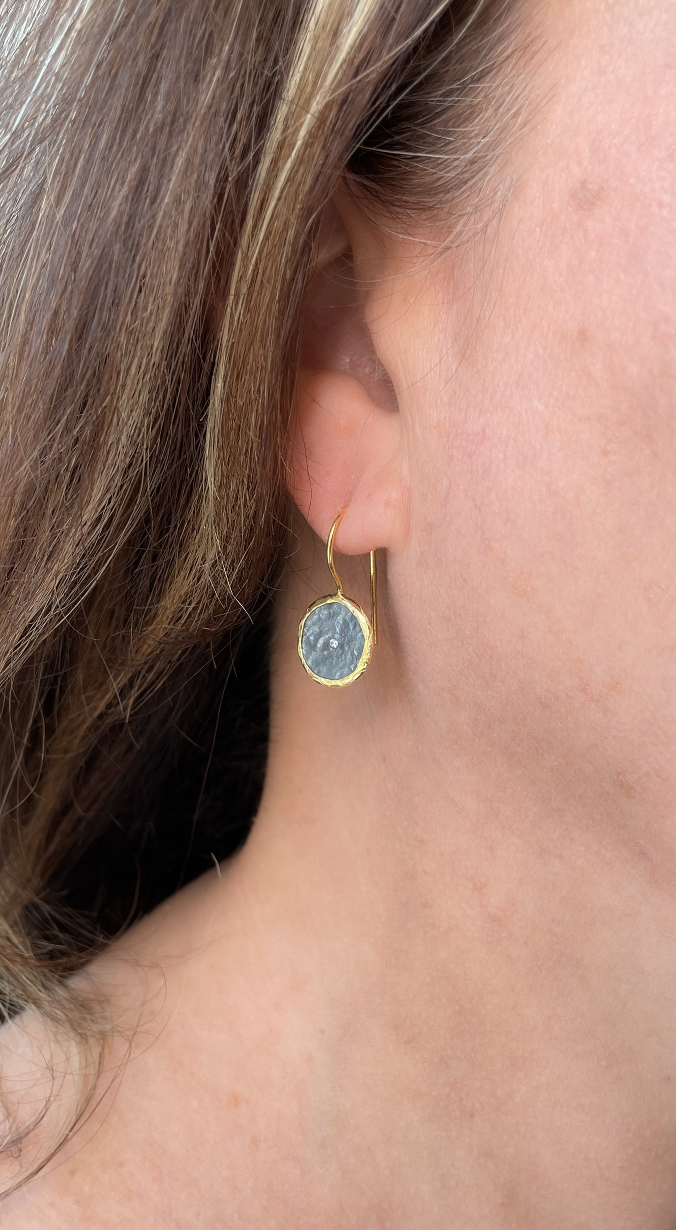 Mix metal disc earrings