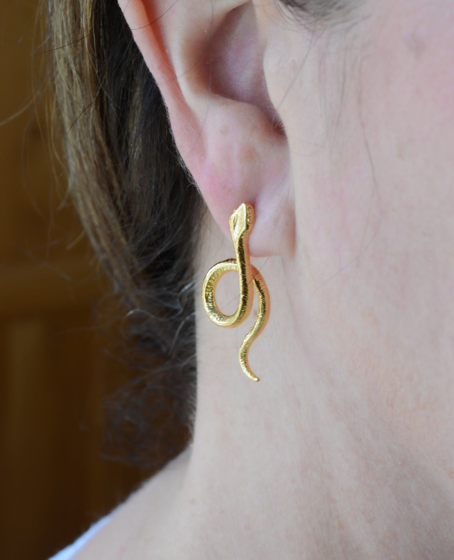 Gold plated snake earrings
