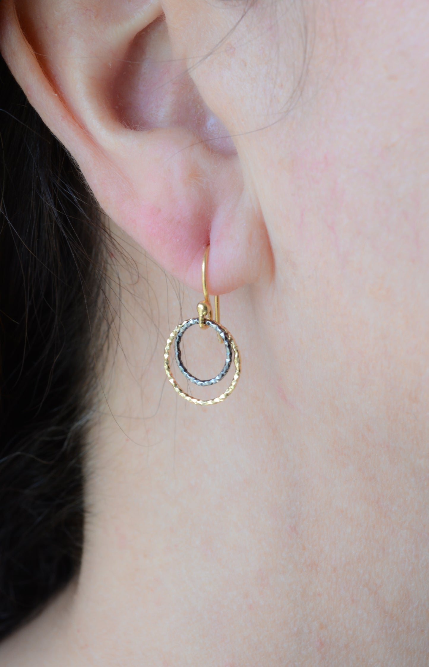Tiny two-tone hoops
