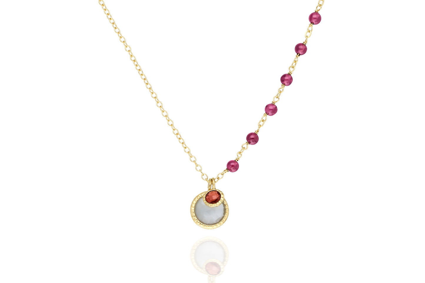 Garnet and Gray Moonstone Necklace