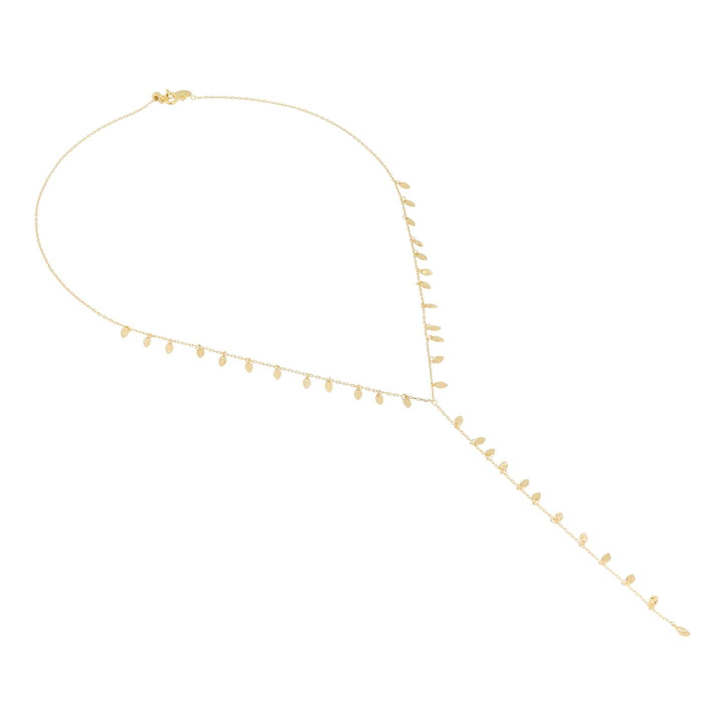 Gold Plated Silver Leaf "Y" Necklace