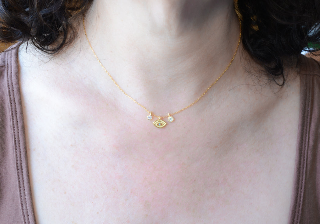 Gold Eye talisman charm necklace