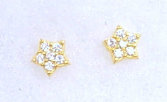 Gold plated star studs with pave cubic zirconia