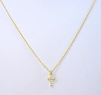 Gold necklace with cubic zirconia cross