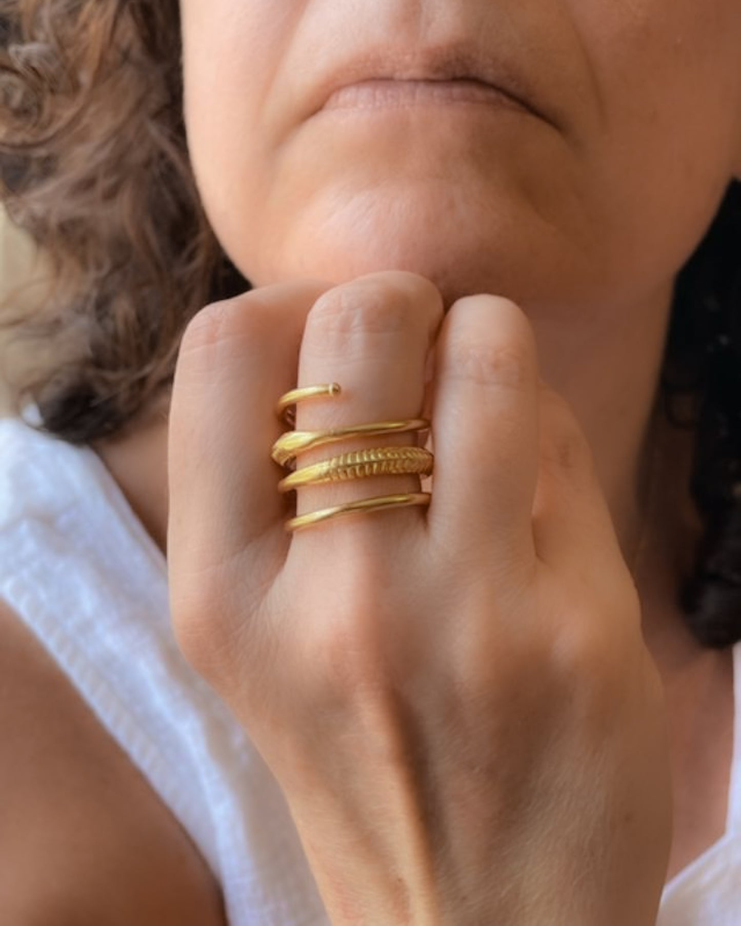 Gold plated spiral ring